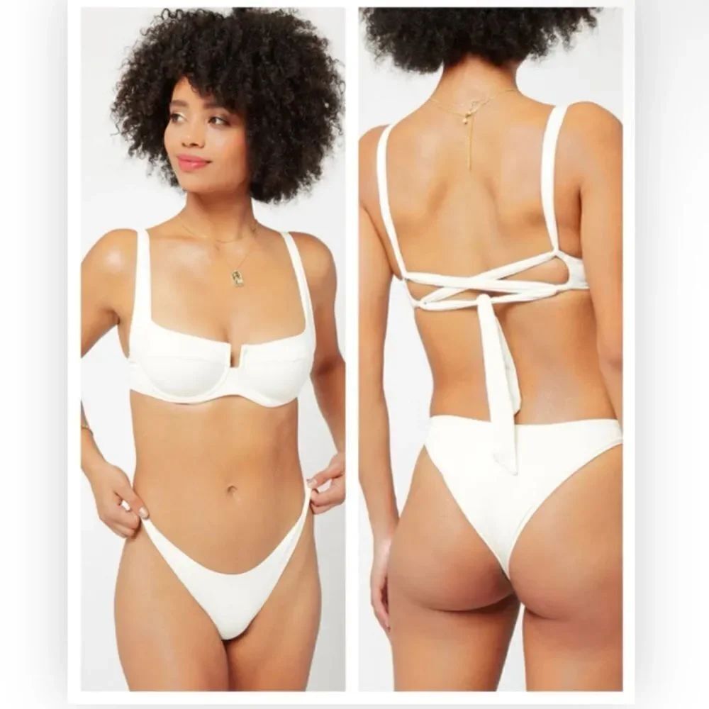 L*Space Sensual Solids Camellia Bikini Top White Top XS NWT $114